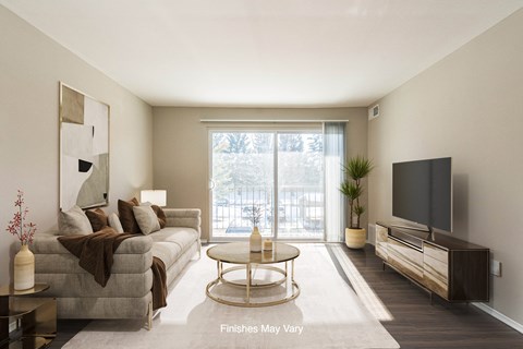 a living room with a couch and a tv